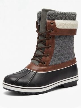 Women’s size 12 Dream Pairs Grey Quilted Sweater Cuff Duck Boots⁠ New